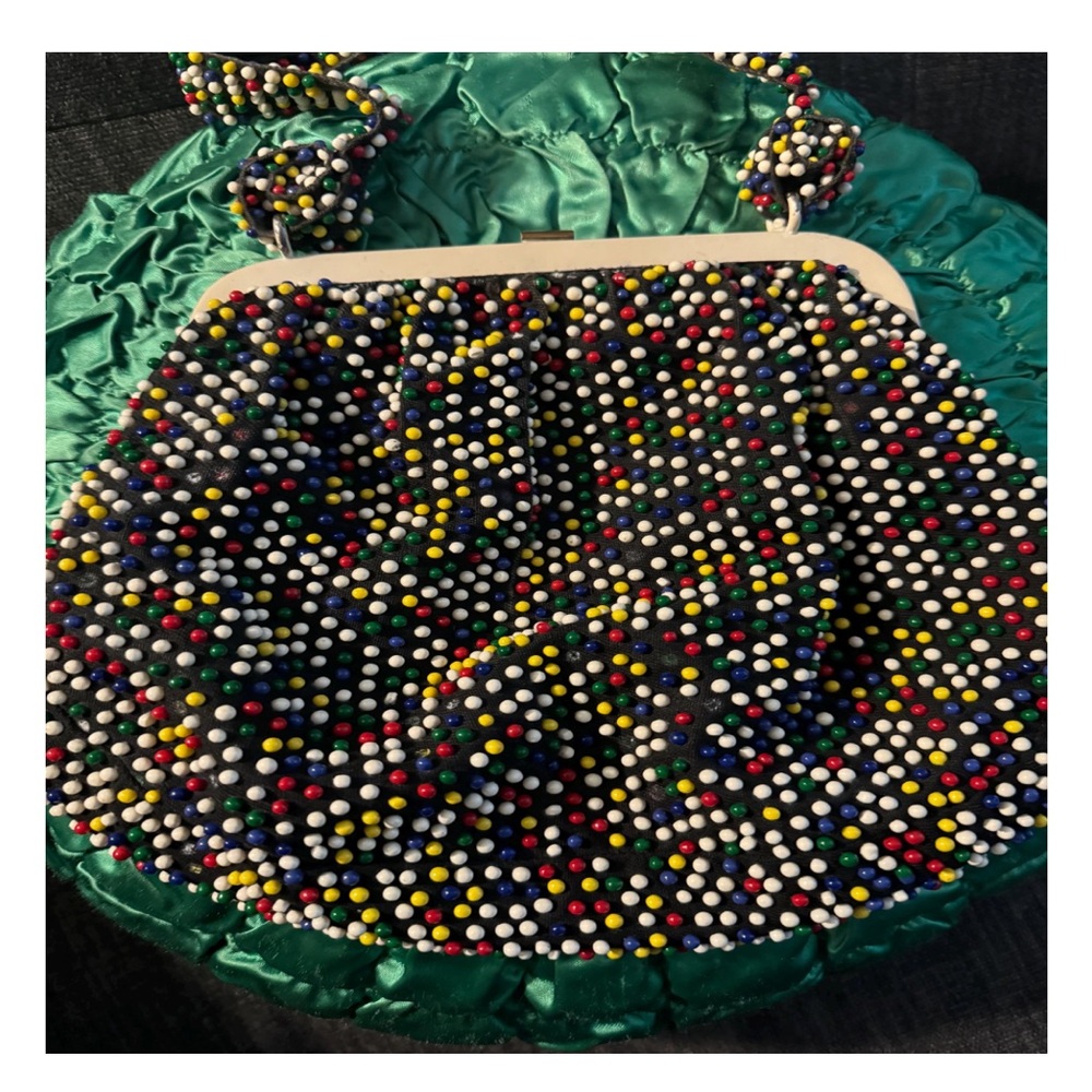 vintage candy dot bubble bead purse with matching coin purse - Picture 2 of 10